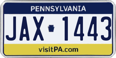 PA license plate JAX1443