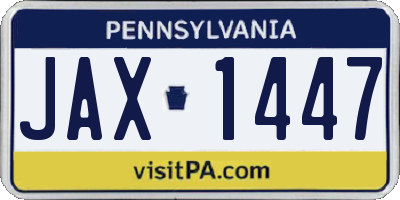 PA license plate JAX1447