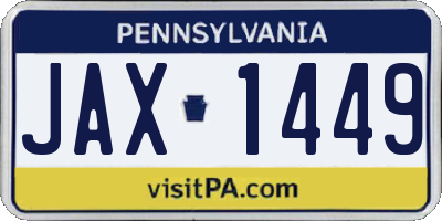 PA license plate JAX1449
