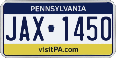 PA license plate JAX1450