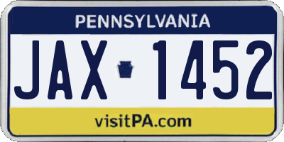 PA license plate JAX1452