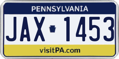 PA license plate JAX1453