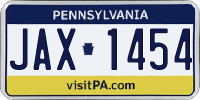 PA license plate JAX1454