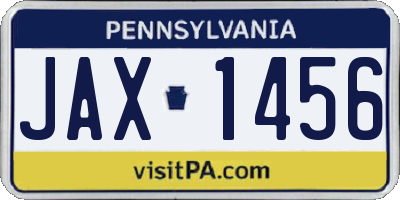 PA license plate JAX1456