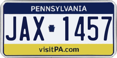 PA license plate JAX1457