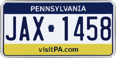 PA license plate JAX1458