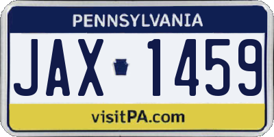 PA license plate JAX1459