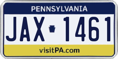 PA license plate JAX1461