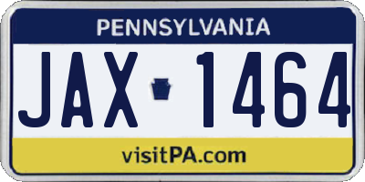 PA license plate JAX1464