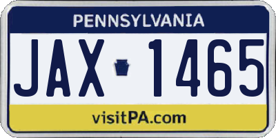 PA license plate JAX1465