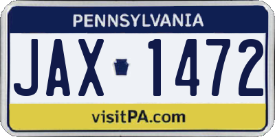 PA license plate JAX1472