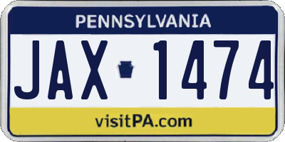 PA license plate JAX1474
