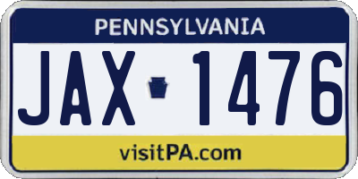 PA license plate JAX1476