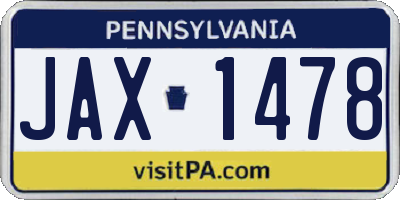 PA license plate JAX1478