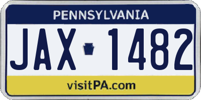 PA license plate JAX1482