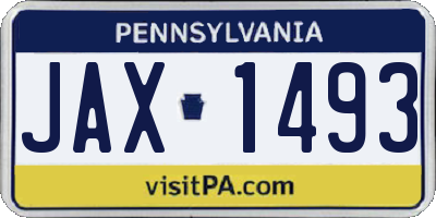 PA license plate JAX1493