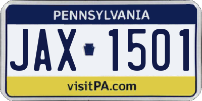 PA license plate JAX1501