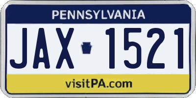 PA license plate JAX1521