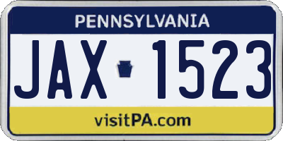 PA license plate JAX1523