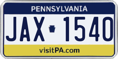 PA license plate JAX1540