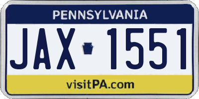 PA license plate JAX1551