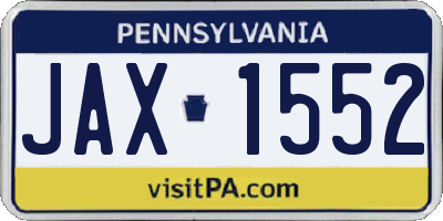 PA license plate JAX1552