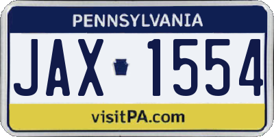 PA license plate JAX1554