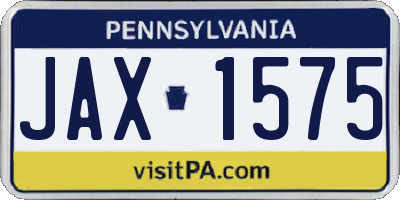 PA license plate JAX1575