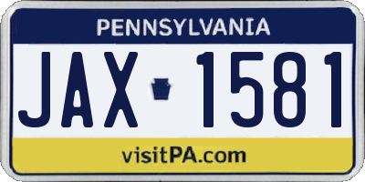 PA license plate JAX1581