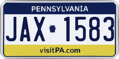 PA license plate JAX1583