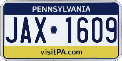 PA license plate JAX1609
