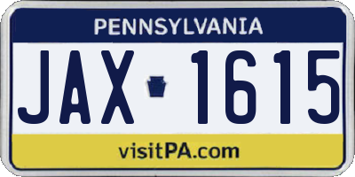 PA license plate JAX1615