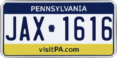 PA license plate JAX1616