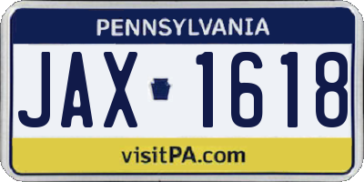 PA license plate JAX1618