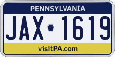 PA license plate JAX1619