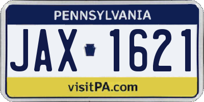 PA license plate JAX1621