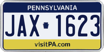 PA license plate JAX1623