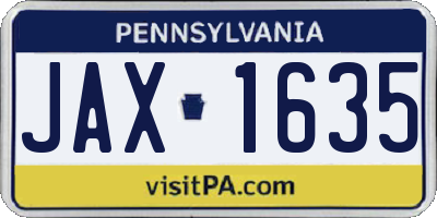 PA license plate JAX1635
