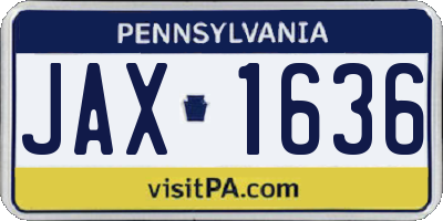 PA license plate JAX1636
