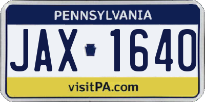 PA license plate JAX1640
