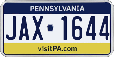 PA license plate JAX1644