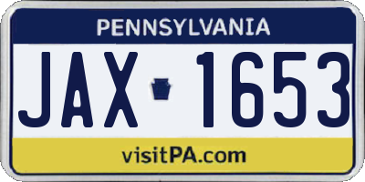 PA license plate JAX1653