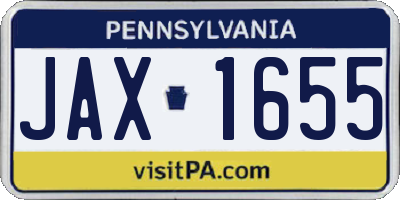 PA license plate JAX1655