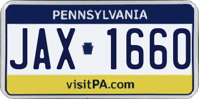 PA license plate JAX1660