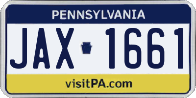 PA license plate JAX1661