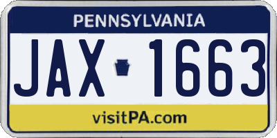 PA license plate JAX1663