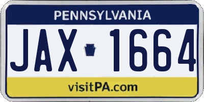 PA license plate JAX1664