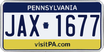 PA license plate JAX1677