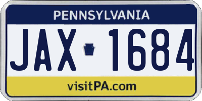 PA license plate JAX1684