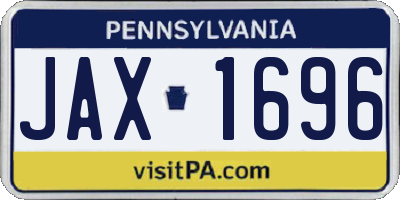 PA license plate JAX1696